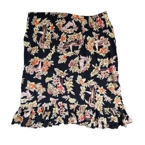 Vtg Loco Lindo Skirt Medium Floral Roses 50s Ladies Sun Bathing Bias‎ Cut Rayon